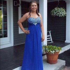 Royal Blue Strapless beaded prom dress
